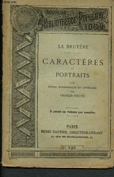 Nouvelle bibliothque populaire n123 : Caractres et portraits, avec Notice biographique et littraire