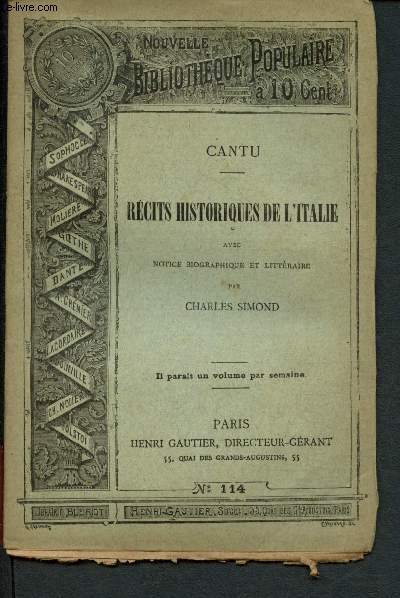 Nouvelle bibliothque populaire n114 : Rcits historiques de l'Italie, avec notice biographique et littraire