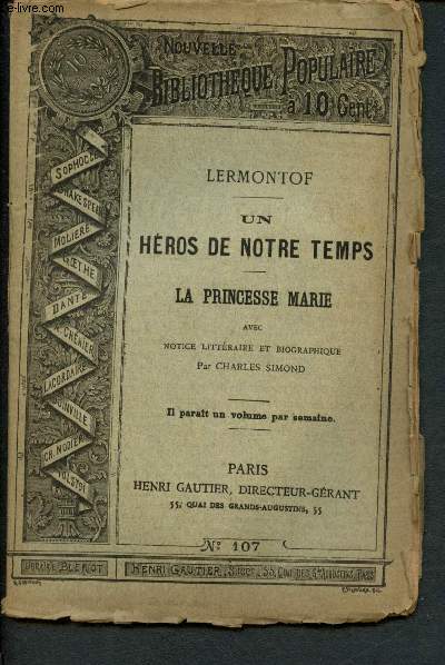 Nouvelle bibliothque populaire n107 : Un hors de notre temps, La princesse Marie avec Etude biographique et littraire