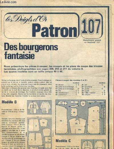 Les doigts d'or- Patron - Supplment au fascicule n107 : Des bourgerons fantaisie