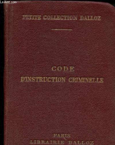 Code d'instruction criminelle annot d'aprs la doctrine et la jurisprudence