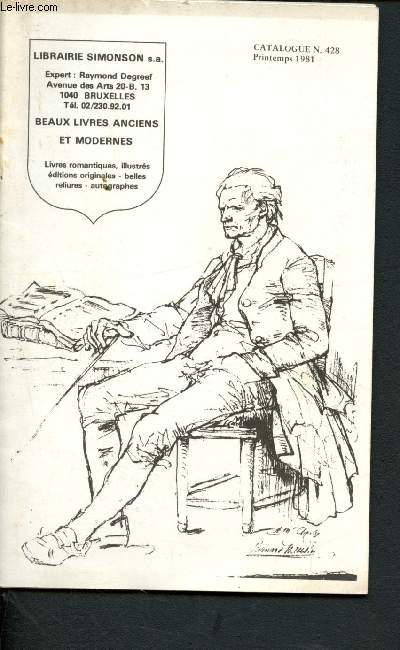 Catalogue n428 - Printemps 1981 de la Librairie Simonson : Beaux livres anciens et modernes