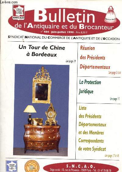 Bulletin de l'Antiquaire et du Brocanteur - Lot de 5 revues, Anne 1998 de Juin  Dcembre - N484, 485, 486, 487 et 488