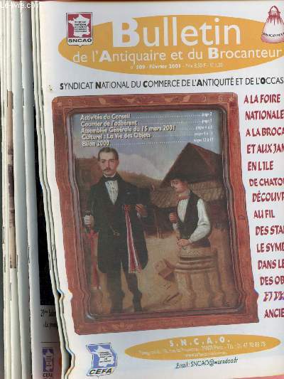 Bulletin de l'Antiquaire et du Brocanteur - Lot de 9 revues - Anne 2001 - N509, 510, 511, 512, 513, 514, 515, 516 et 517 - De Fvrier  Dcembre 2001 :