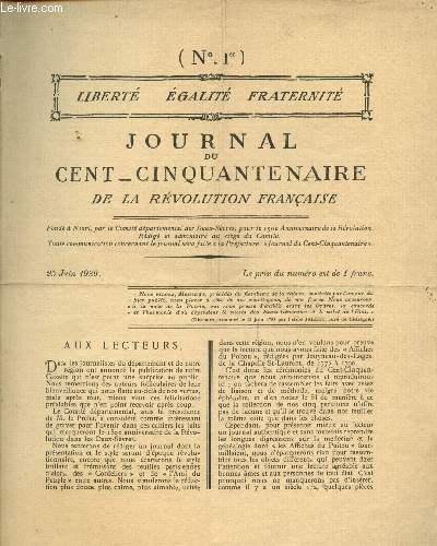 Journal du cent-cinquantenaire de la Rvolution franaise - 4 revues : N1, 2, 3 et 4 :