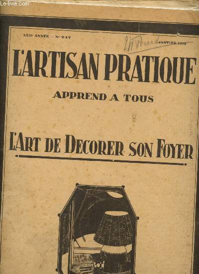 L'artisan pratique n247 - Janvier 1930 : Nos grands panneaux peints sur toile  tapisserie - Nos gravures - le Torador (panneau en couleurs dtachable + son grand modle avec 2 supplments (Fig 5782))