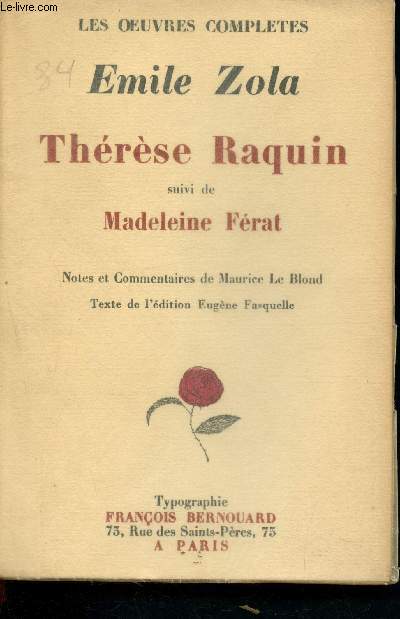 Thrse Raquin suivi de Madeleine Frat (Collection 