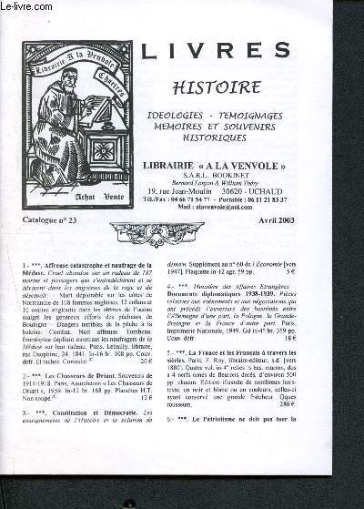 Catalogue n23 de la Librairie 