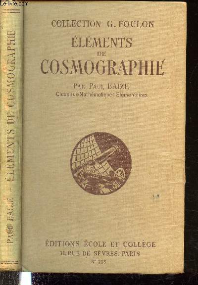 lments de Cosmographie, classe de mathmatique lmentaire - Collection 