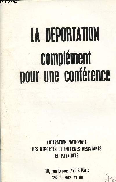La dportation - Complment pour une confrence - Brochure