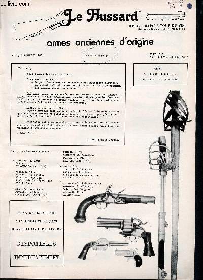 Le Hussard - 15 Septembre 1983 - Catalogue N8 - Armes anciennes d'origine