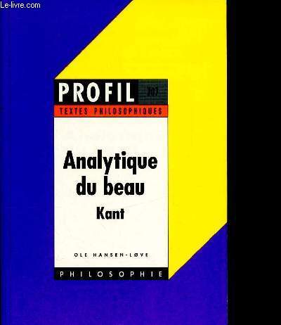 Analytique du beau - Kant- Profil 707- Textes philosophiques
