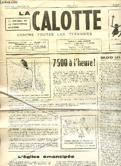 La calotte N164 Avril 1970 Contre toute les tyrannies- Journal de la prvention huamine - 40me anne - 10me srie -Bravo les bretons! 7500  l'heure - l'glise mancipe - la solidarit universelle - la guerre d'Algrie