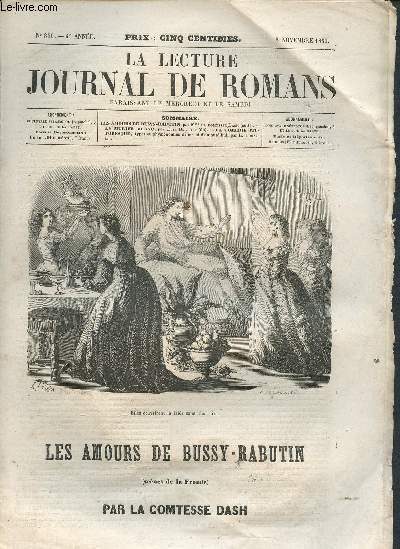 La lecture -journal de romans-N340 -4me anne- 5 novembre 1859- Les amours de Bussy-Rabutin ( scnes de la Fronde) par la comtesse Dash -le murier blanc par Elie Berthet -la comdie pittoresque, type et physionomie d'hier et d'aujourd'hui par Couailhac