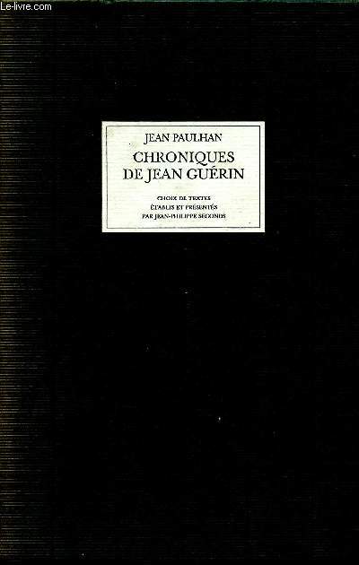 Chroniques de Jean Gurin - coffret de deux volumes : 1927-1940 et 1953-1964