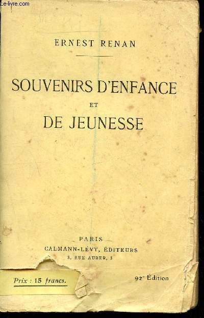 Souvenirs d'enfance et de jeunesse