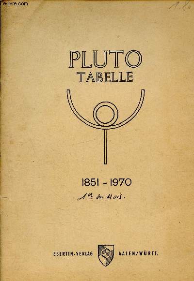 Pluto tabelle 1851 - 1970 - berechnet fr jeden Monatsersten - Ephemeride