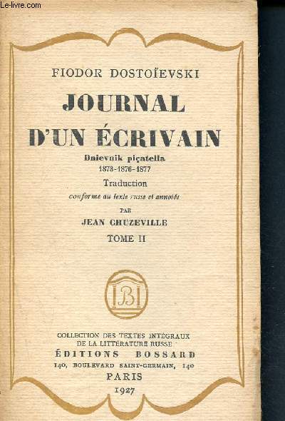 Journal d'un crivain - dnievnik picatelia 1873 - 1876 - 1877 - tome II