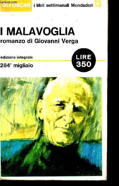 I malavoglia - gli oscar - i libri settimanali mondadori - edizione integrale - 284 migliaio - lire 350 N13