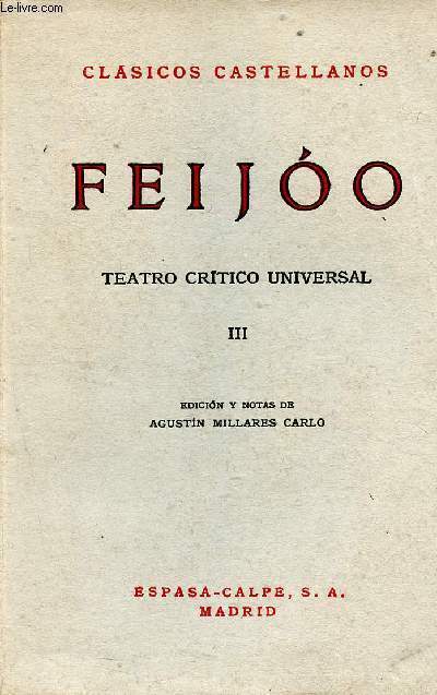 Feijoo - Teatro critico universal III - Clasicos castellanos N67