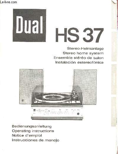 Dual HS37 - ensemble stereo de salon - notice d'emploi + dual saphir- und diamant-nadeln + coupures de presse comparatif de minichaines - microchaine