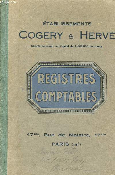 Etablissements Cogery et Herv - registres comptables - reliure a feuillets mobiles- registres