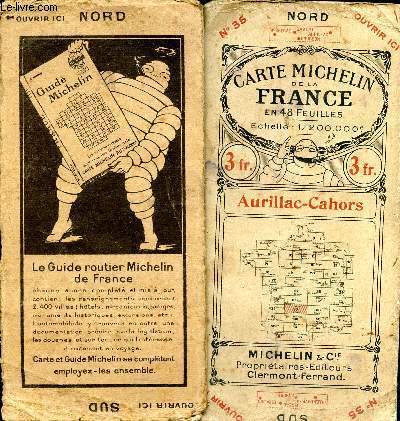 Carte michelin de la france en 48 feuilles - N35 - Aurillac - cahors