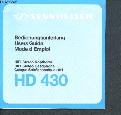 Sennheiser HD 430 - casque strophonique hifi - mode d'emploi