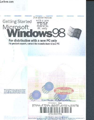 Getting started Microsoft windows 98 - For distribution with a newIBM PC only - document X03-66598