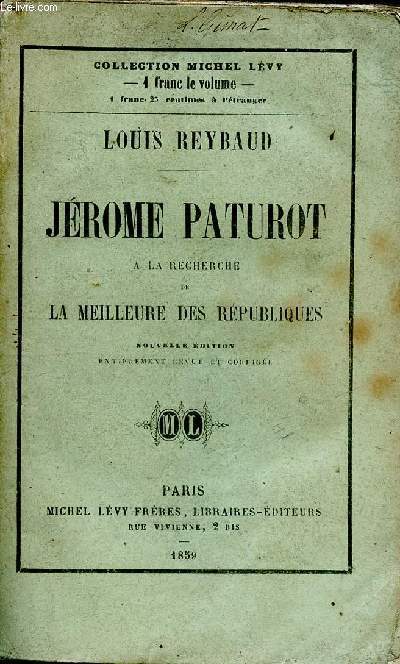 Jerome paturot - a la recherche de la meilleure des republiques - nouvelle dition
