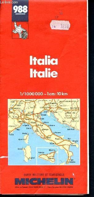 Carte routiere et touristique- michelin n988 italia / italie 1/1000000 - 1cm : 10km