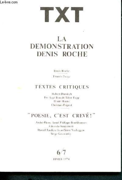TXT - 6/7 hivers 1974- la demonstration Denis roche- textes critiques - poesie, c'est crevé !
