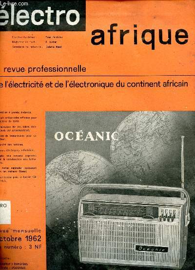 lectro afrique, octobre 1962, numro1: la revue professionelle de l'lectricit et l'lectronique du continent africain