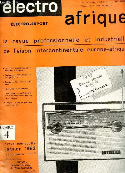 lectro afrique (electro export ), n4 janvier 1963, la revue professionnelle et industrielle de liaison intercontinentale europe-afrique