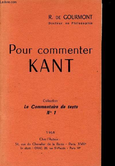 Pour commenter Kant - Collection Le commentaire de texte n1.