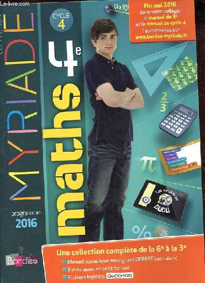 Maths 4e cycle 4 - Collection Myriade - Spcimen enseignant.