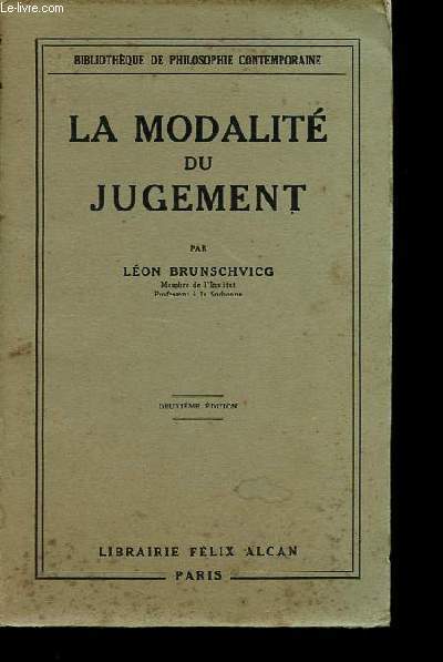 La modalit du jugement - Collection Bibliothque de philosophie contemporaine.