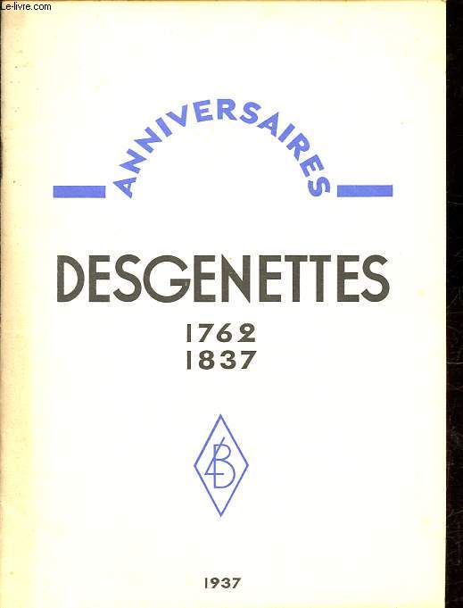 Anniversaires - Desgenettes - 1762-1837.