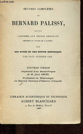 Oeuvres compltes de Bernard Palissy.