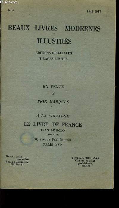 CATALOGUE DE VENTES n4 : De beaux livres modernes illustrs - ditions originales tirages limits.