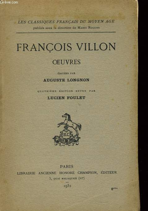 FRANCOIS VILLON OEUVRES