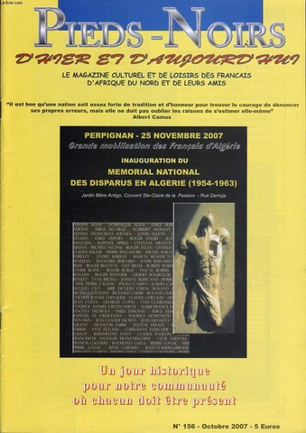 PIEDS NOIRS D'HIER ET D'AUJOURD'HUI n156 : Un jour historique puor notre communaut o chacun doit tre prsent