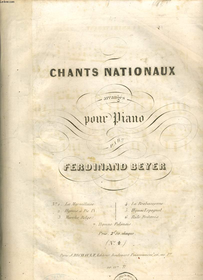 CHANTS NATIONAUX arrangs pour piano la brabanconne
