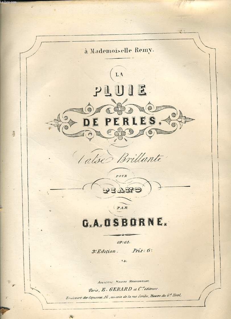 LA PLUIE DE PERLES VALSE BRILLANTE pour piano -  Mademoiselle REMY