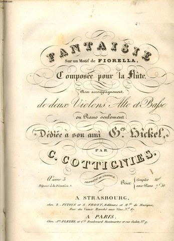 FANTAISIE sur un motif de FLOIRELLA compose pour la flte avec accompagnement de 2 Violons Alto et Bafse ou piana seulement ddi  son ami HICKEL