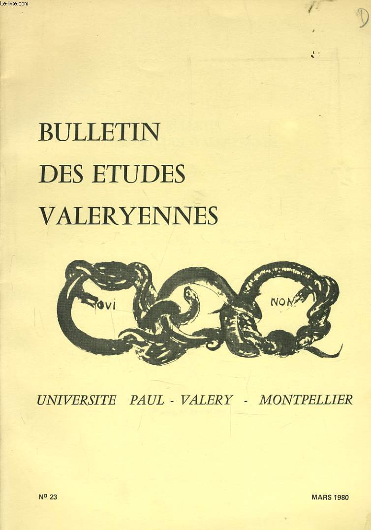BULLETIN DES ETUDES VALERYENNES universite Paul - Valry - Montpellier n23