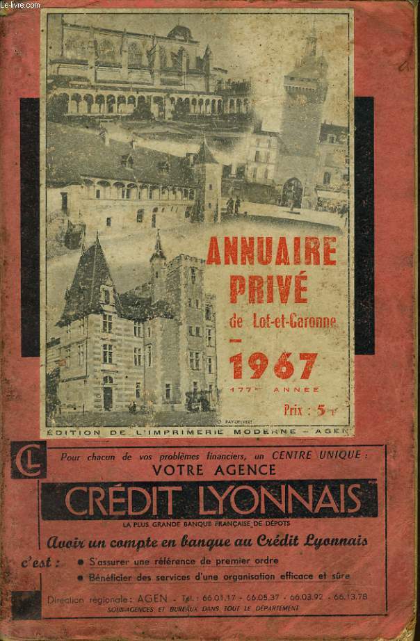 ANNUAIRE PRIVE DE LOT ET GARONNE DE 1967