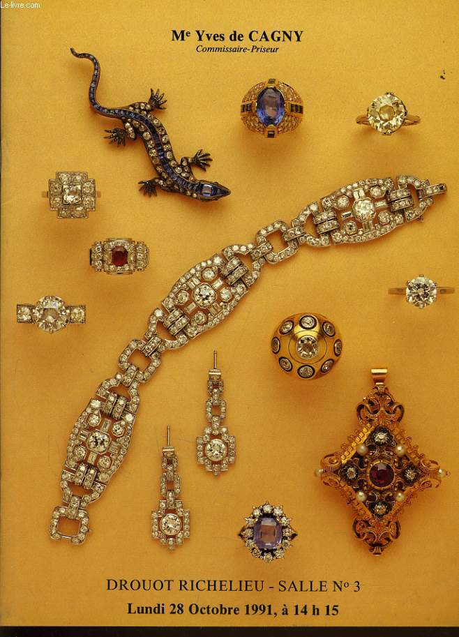 CATALOGUE DE VENTE AUX ENCHERES : Beaux bijoux, orfvrerie ancienne franaise et trangre, orfvrerie religieuse, argenterie moderne, mtal argent, le lundi 28 octobre 1991  l'htel Drouot