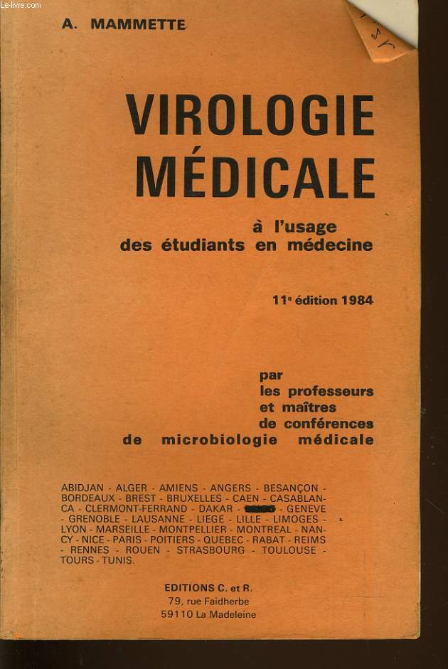 VIROLOGIE MEDICALE à l'usage des étudiants en médecine