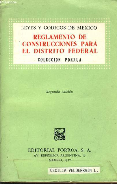 REGLAMENTO DE CONSTRUCCIONES PARA EL DISTRITO FEDERAL